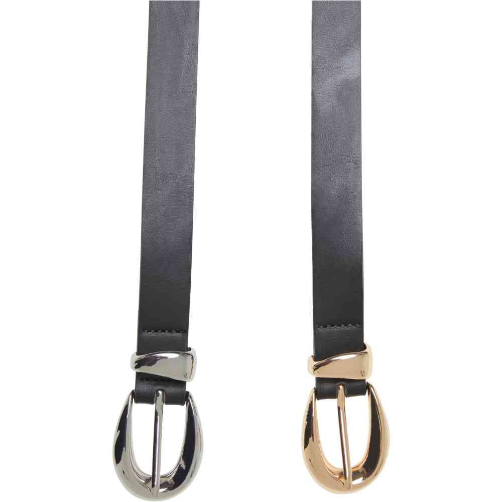 Urban Classics - Chunky Buckle Loop Synthetic Leather 2Pack Riem - Zwart/Zwart